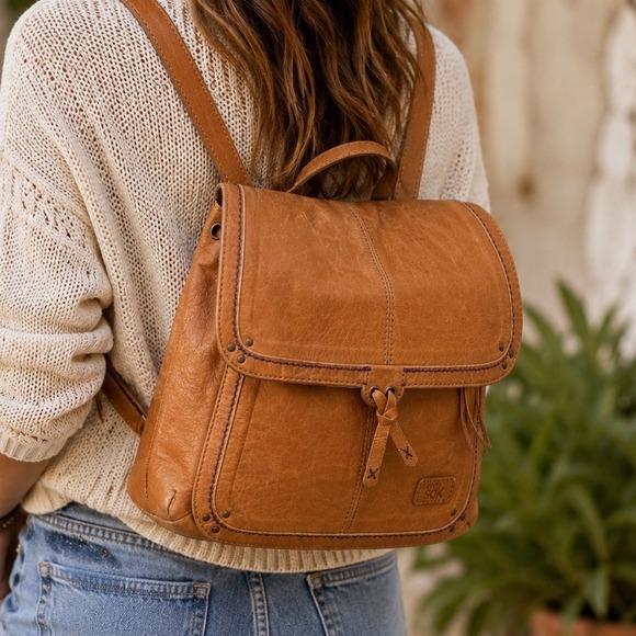 The Sak Handbags - The Sak Cognac Leather‎ Messenger Bag Boho Crossbody Satchel Shoulder Purse
